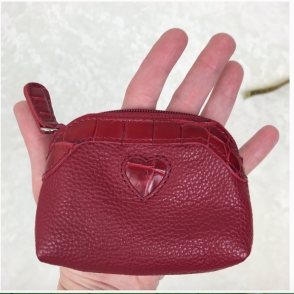 Brighton Pebble Leather Heart Coin Purse Red - Picture 6 of 7
